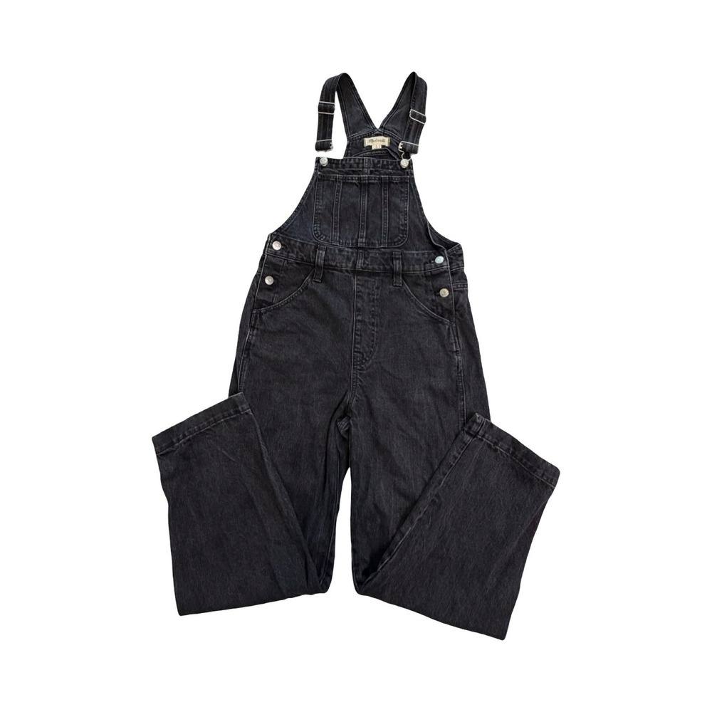 Madewell Overalls Womens S 32x26 Black Wide Leg Denim Cotton Workwear